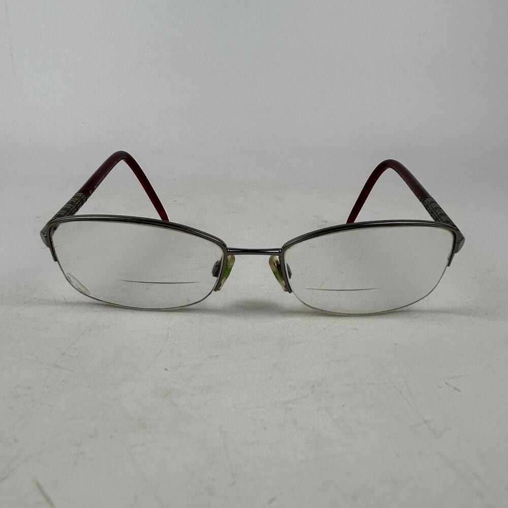 Burberry Eyeglasses B 1157 1003 Size 52-17-135 Silver Maroon Rectangle Frames - Picture 2 of 13